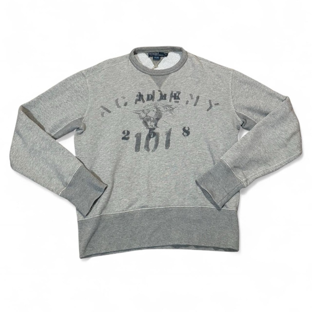 Polo Ralph Lauren Vintage Men’s Gray Cotton Academy Single V Sweatshirt Small